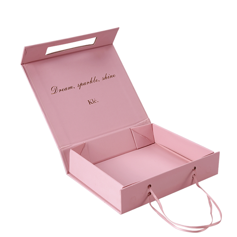 По поръчка опаковка сгъваема луксозна магнетична голяма розова златна хартиена картонена подаръчна кутия
